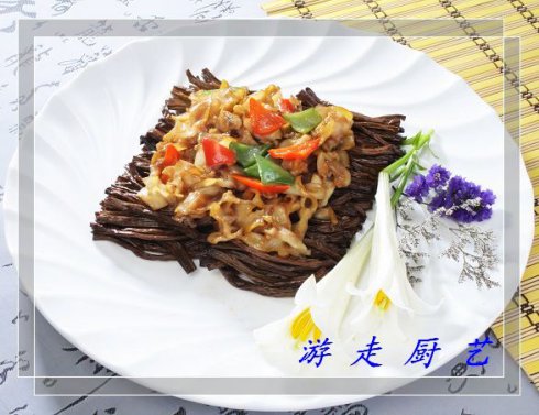 祝福vivive,祝福金粉---茶树菇炒螺片.
